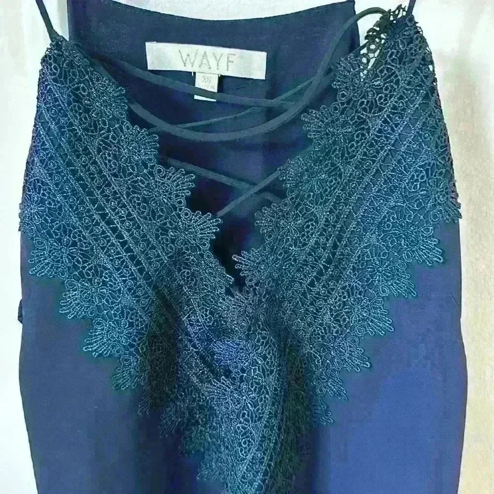 Wayf Navy Blue V Neck Tank Top